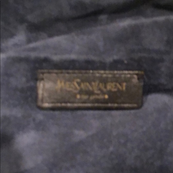 YSL suede navy and cream purse